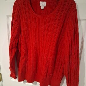 St. John's Bay Women's Red Cable Knit Crew Neck Sweater Size 3X Slightly Used